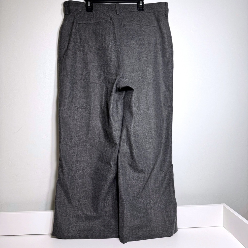 Lands‎ End High Rise Wide Leg Gray Herringbone Crop Pants Women's Size 14 soft - Picture 2 of 9